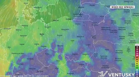 Prognozowane porywy wiatru na kolejne dni