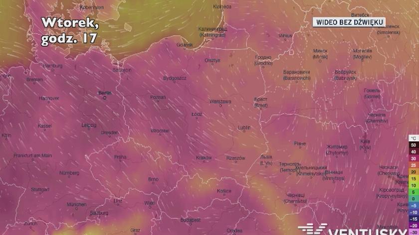 Temperatura w ciągu najbliższych dni (Ventusky.com) | wideo bez dźwięku