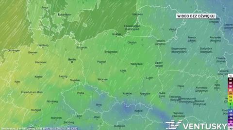 Prognozowana temperatura w dniach 29.12.22-2.01.23