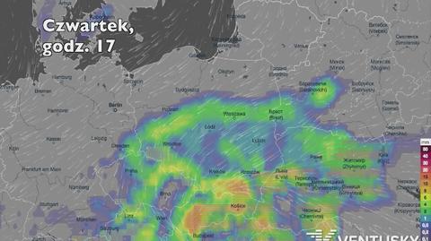 Opady deszczu w ciągu kolejnych pięciu dniu (Ventusky.com | wideo bez dźwięku)