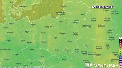 Prognozowana temperatura w dniach 29.10-2.11