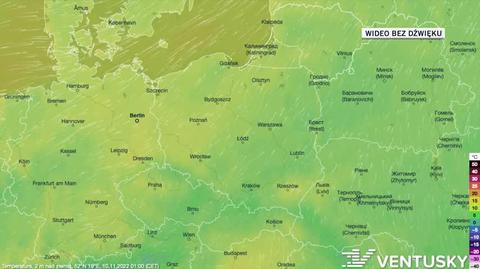 Prognoza temperatury w dniach 10-14.11