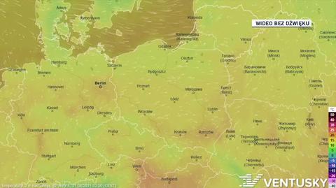 Prognozowana temperatura w ciągu kolejnych dni 20-08-2021(Ventusky)