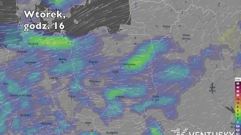 Opady deszczu w ciągu kolejnych pięciu dniu (Ventusky.com) (wideo bez dźwięku)