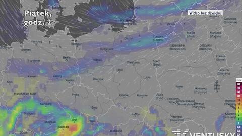 Prognozowane opady w najbliższych dniach (Ventusky.com)