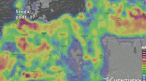 Potencjalne burze w najbliższych dniach (ventusky.com | wideo bez dźwięku)