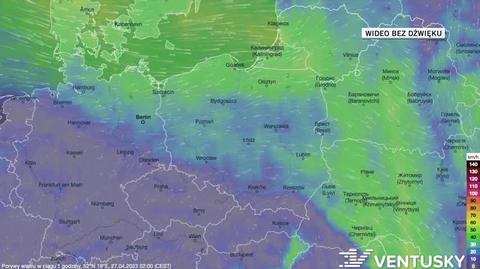 Prognozowane porywy w kolejnych dniach