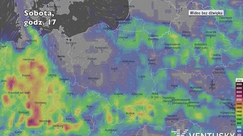 Potencjalny rozwój burz w ciągu najbliższej doby (Ventusky.com) | wideo bez dźwięku