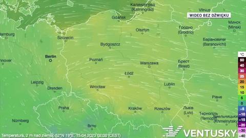 Prognozowana temperatura w dniach 15-19.04