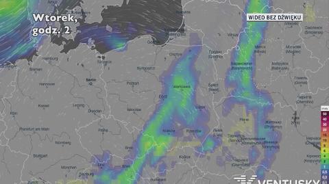 Prognozowane opady w najbliższych dniach (Ventusky.com)