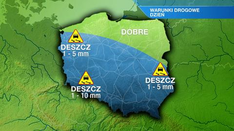 Warunki drogowe w poniedziałek 9.10