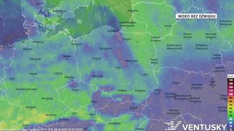 Prognozowane podmuchy wiatru w dniach 28.09-02.10