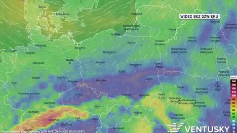 Prognozowane porywy wiatru w dniach 9-13.04