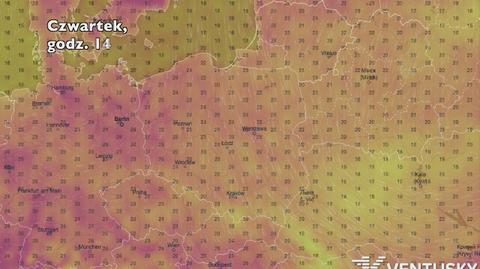 Temperatura w ciągu najbliższych pięciu dni (Ventusky.com) | wideo bez dźwięku