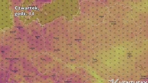 Temperatura w ciągu najbliższych pięciu dni (Ventusky.com) | wideo bez dźwięku