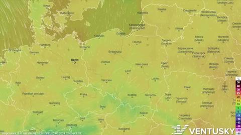 Temperatura prognozowana w kolejnych dniach