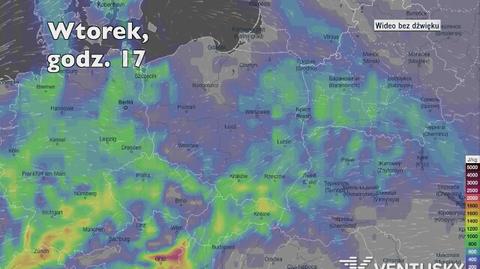 Potencjalny rozwój burz w kolejnych dniach (Ventusky.com | wideo bez dźwięku)