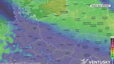 Prognoza porywów wiatru na okres 18-22.10