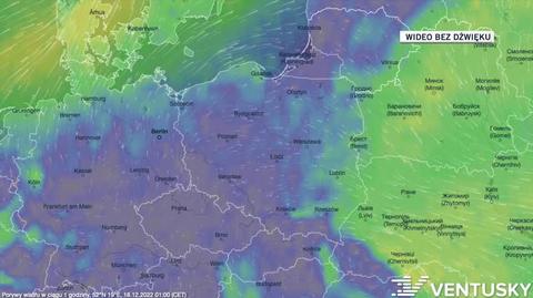 Prognozowane porywy wiatru w kolejnych dniach