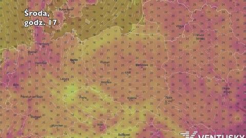 Prognozowana temperatura w najbliższych dniach (Ventusky.com)