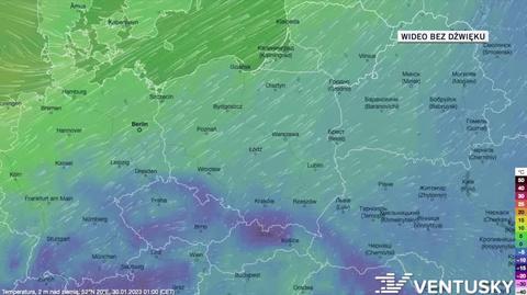 Prognozowana temperatura w dniach 30.01-03.02