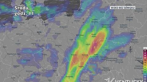 Opady deszczu w ciągu najbliższej doby (Ventusky.com) | wideo bez dźwięku
