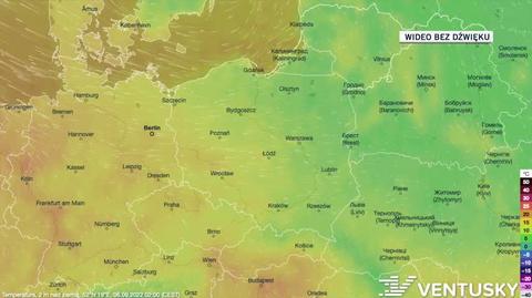 Prognoza temperatur w dniach 06-10.09