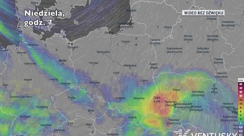 Prognozowane opady w kolejnych dniach (Ventusky.com)