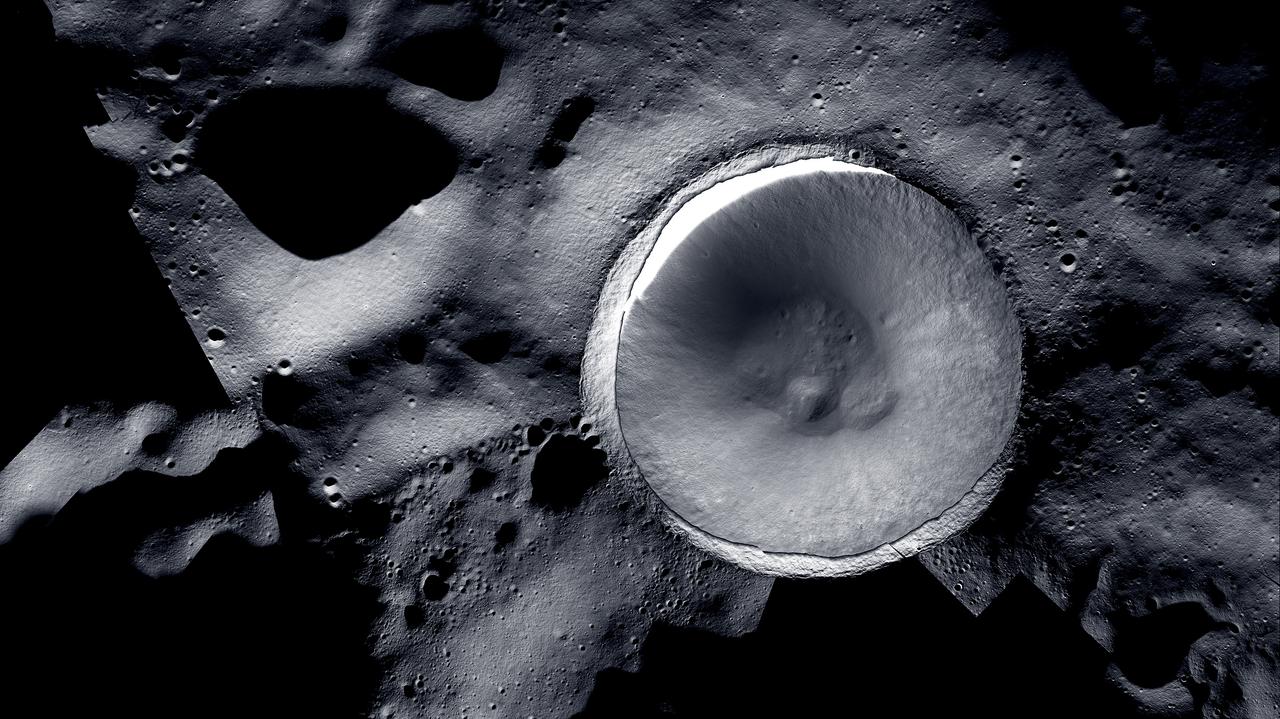 Shackleton crater at the moon’s south pole.  NASA provides new images