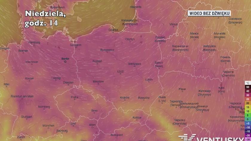 Temperatura w najbliższych dniach (Ventusky.com) | wideo bez dźwięku