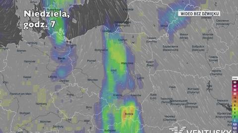 Prognozowana ilość opadów w ciągu kolejnych dni (Ventusky.com)