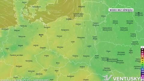 Prognoza temperatur w dniach 11-15.10