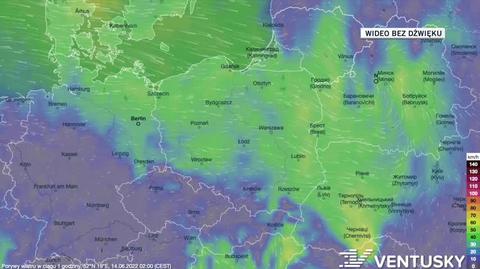 Prognoza porywów wiatru w dniach 14-18.06