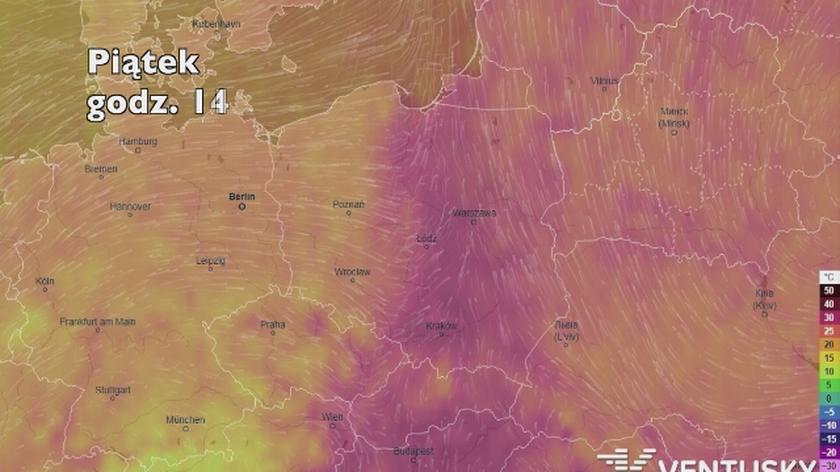 Temperatura w najbliższych dniach (ventusky.com | wideo bez dźwięku)