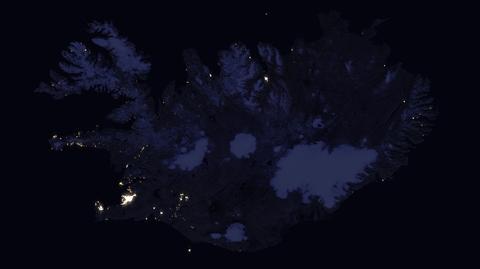 Nocne zdjęcie satelitarne Islandii