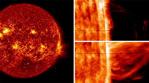 Koronalny wyrzut masy na Słońcu zarejestrowany przez satelitę IRIS