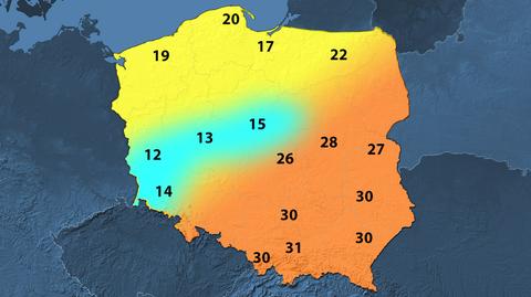 Polska jest podzielona, na ciepłą i chłodną