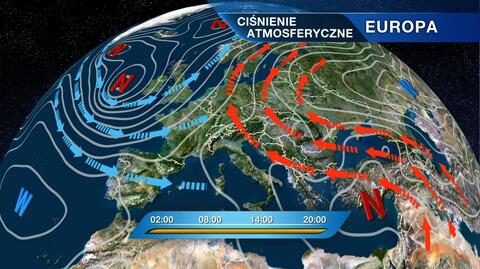 Fronty atmosferyczne nad Europą i prognoza na poniedziałek 24.02
