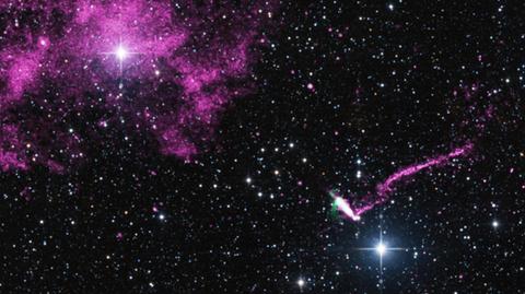 Uciekający pulsar ciągnie za sobą "ogon" długi na 37 lat świetlnych