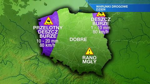 Warunki drogowe w dzień 9.08