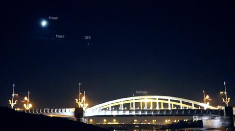 Księżyc, Mars, Wenus i ISS nad Poznaniem 5 grudnia 2016 roku