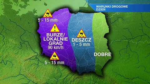 Warunki drogowe w poniedziałek 21.04