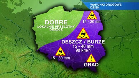 Warunki drogowe w dzień 7.07