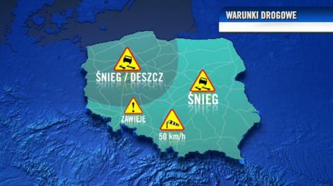 Prognoza pogody TVN Meteo dla kierowców na noc, 18/19.01