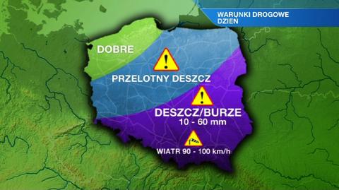 Prognoza pogody TVN Meteo dla kierowców na dzień