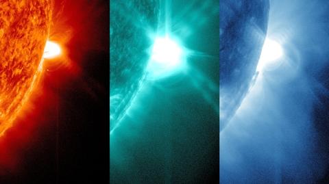 Rozbłysk i wyrzut masy na Słońcu (NASA)