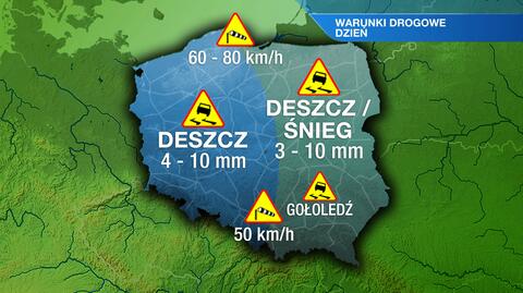 Warunki drogowe w poniedziałek 12.01