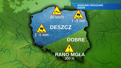 Warunki drogowe w dzień 22.12