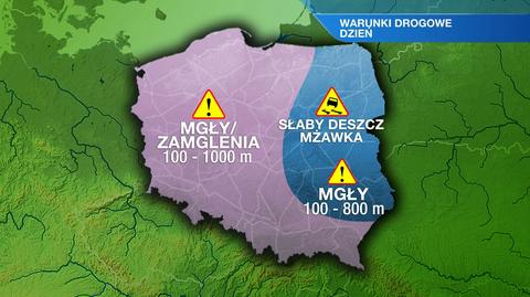 Warunki drogowe w dzień 12.12