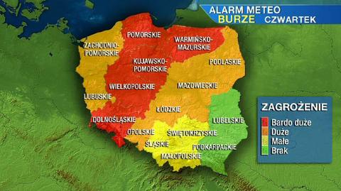 Ostrzeżenie przed czwartkowymi burzami